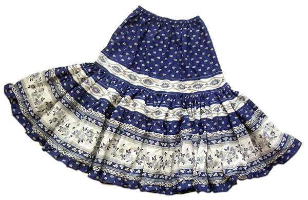 Provence tiered skirt, long (Mireille_medaille. navy blue)